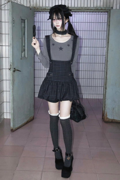 スカートサスペンダー + インナーチェック柄チュチュパンツ