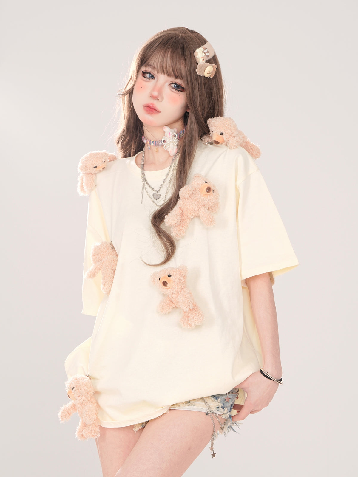 ニッチベアのゆったりキュートTシャツ