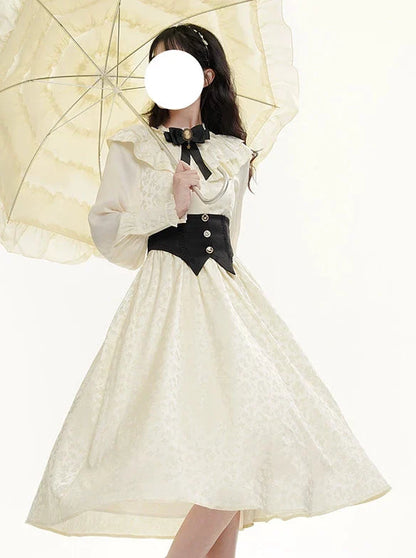 French Moon Style Long Palace Dress Cake Jacquard Candle Dress