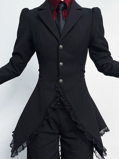 Gothic Prince Lace Splice Tailcoat Jacket