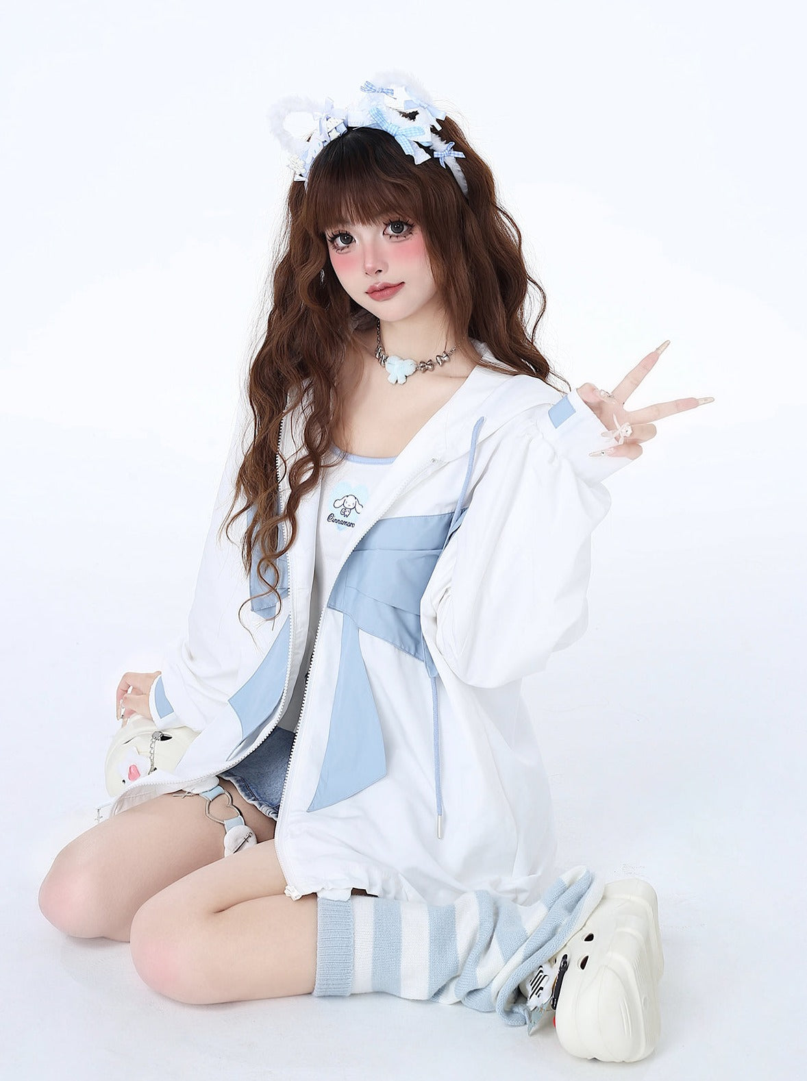 Neighborhood Angel Hoodie Ribbon Loose the Zip Mist in