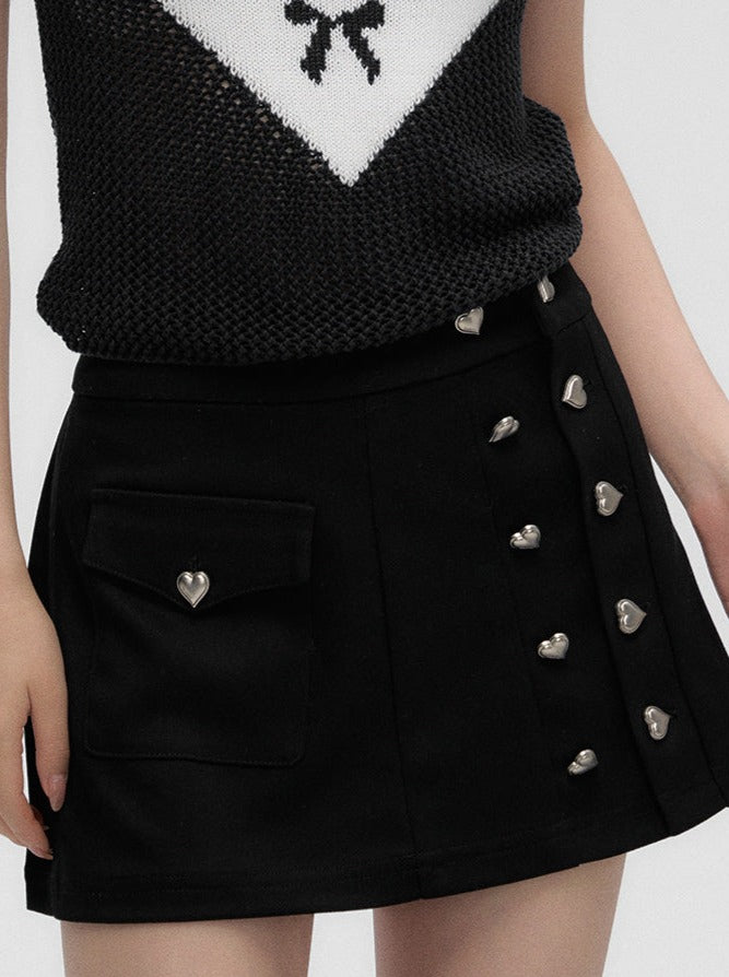 ファッションラブデザインショートボタンスカート