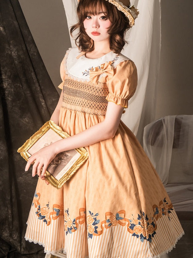 Lolita Blumen Elegantes Mädchen Retro Kleid 