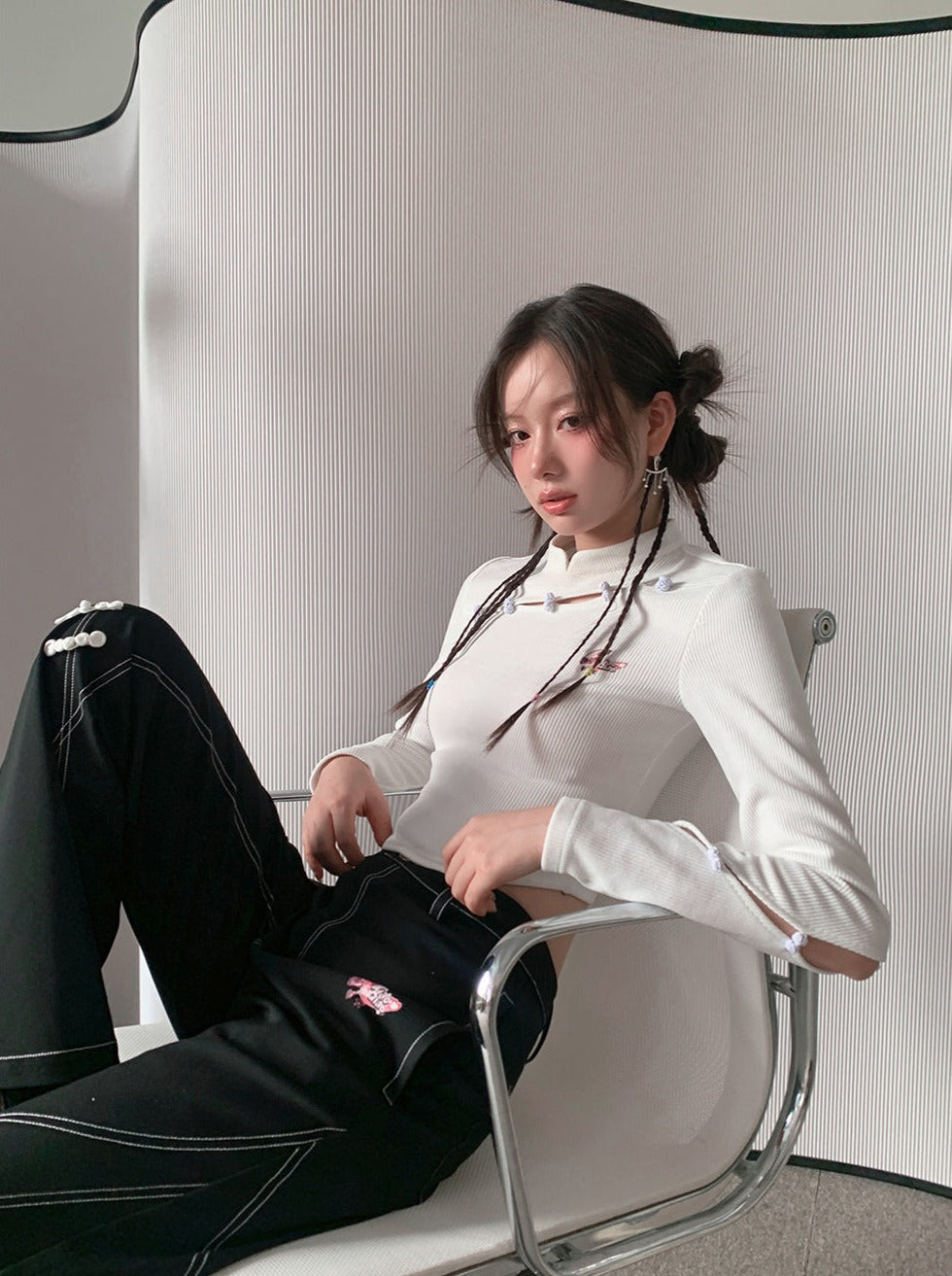 チャイナショートタイトトップ