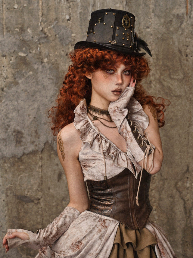 レッグブラウンレースアップウォーマー