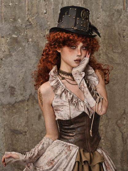 レッグブラウンレースアップウォーマー