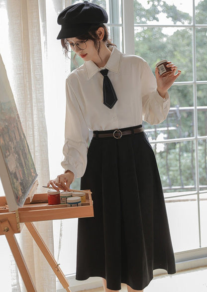 Hemd + Rock Ausgestellte Wolle Preppy