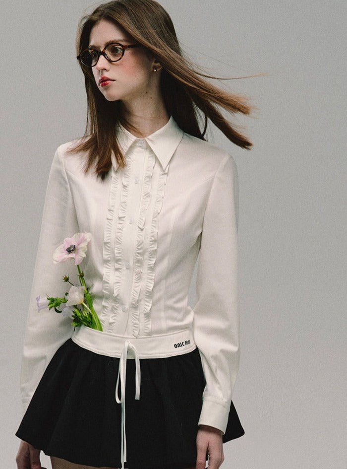 フリルデザインセンターシャツ ウェストマーク