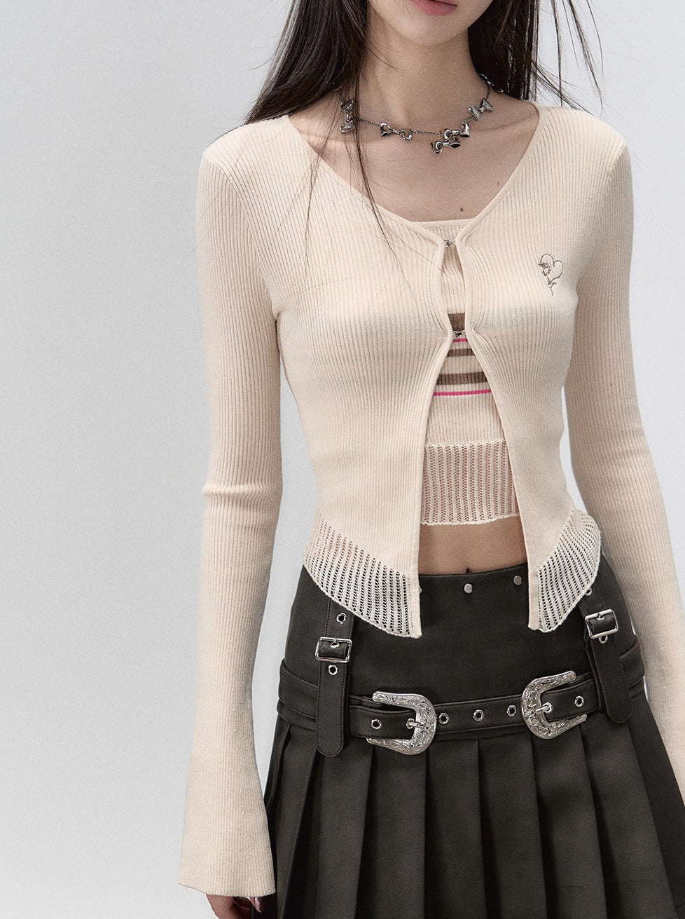 Schmaler Frühlings-Cardigan in Milchoptik