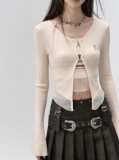 Schmaler Frühlings-Cardigan in Milchoptik