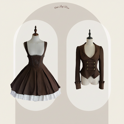 Oak Leaf Rose Autumn Winter Suit Set Embroidered Bustier