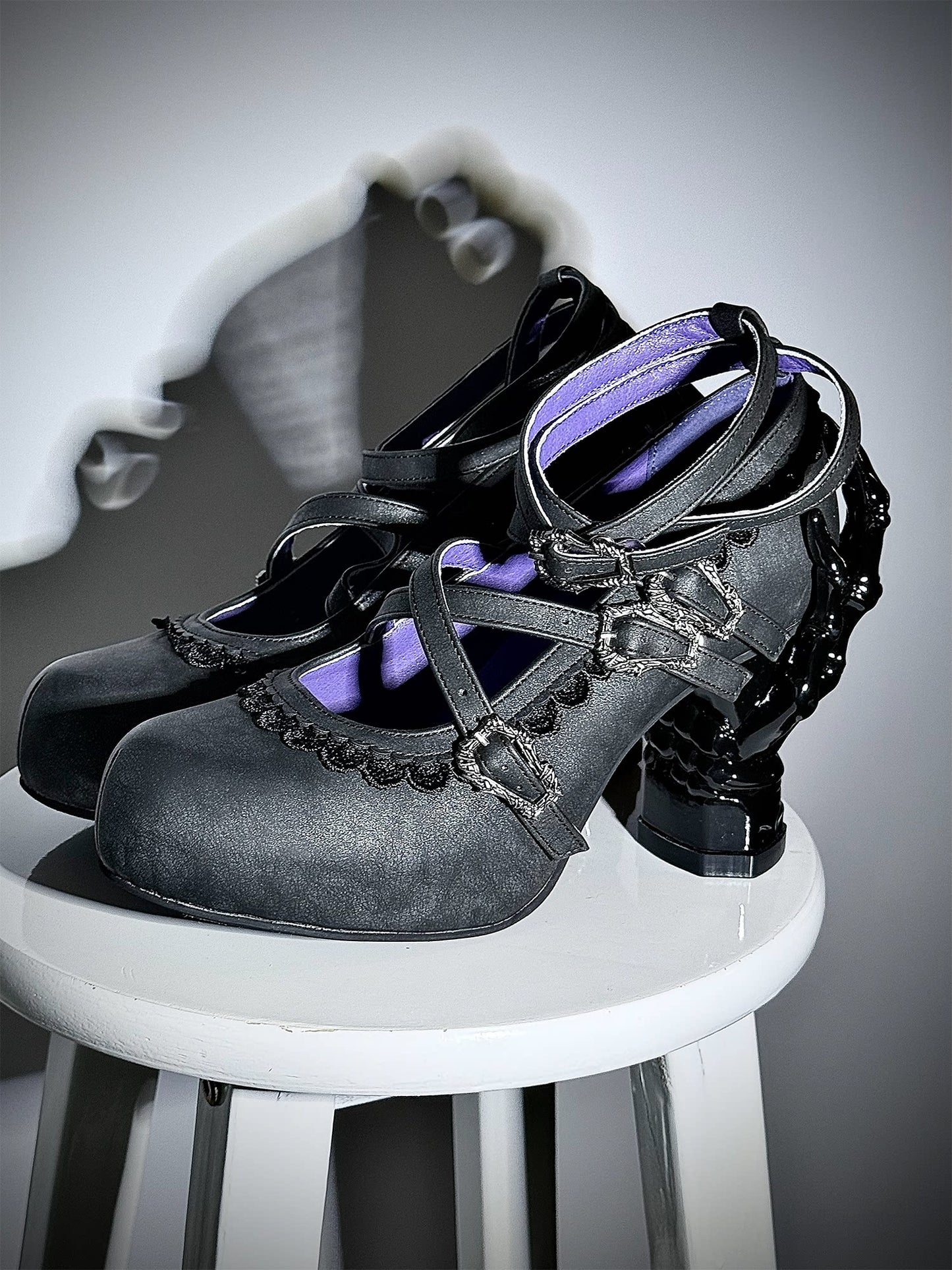 Gothic Dark Lolita Butterfly Bone Sculptural Heel High Heels – Sphenoid