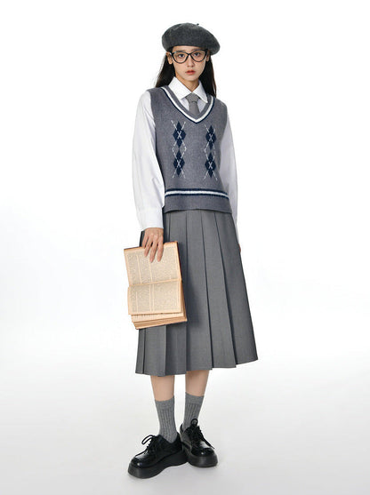 Ribbon Skirt Preppy Style Pleated Retro