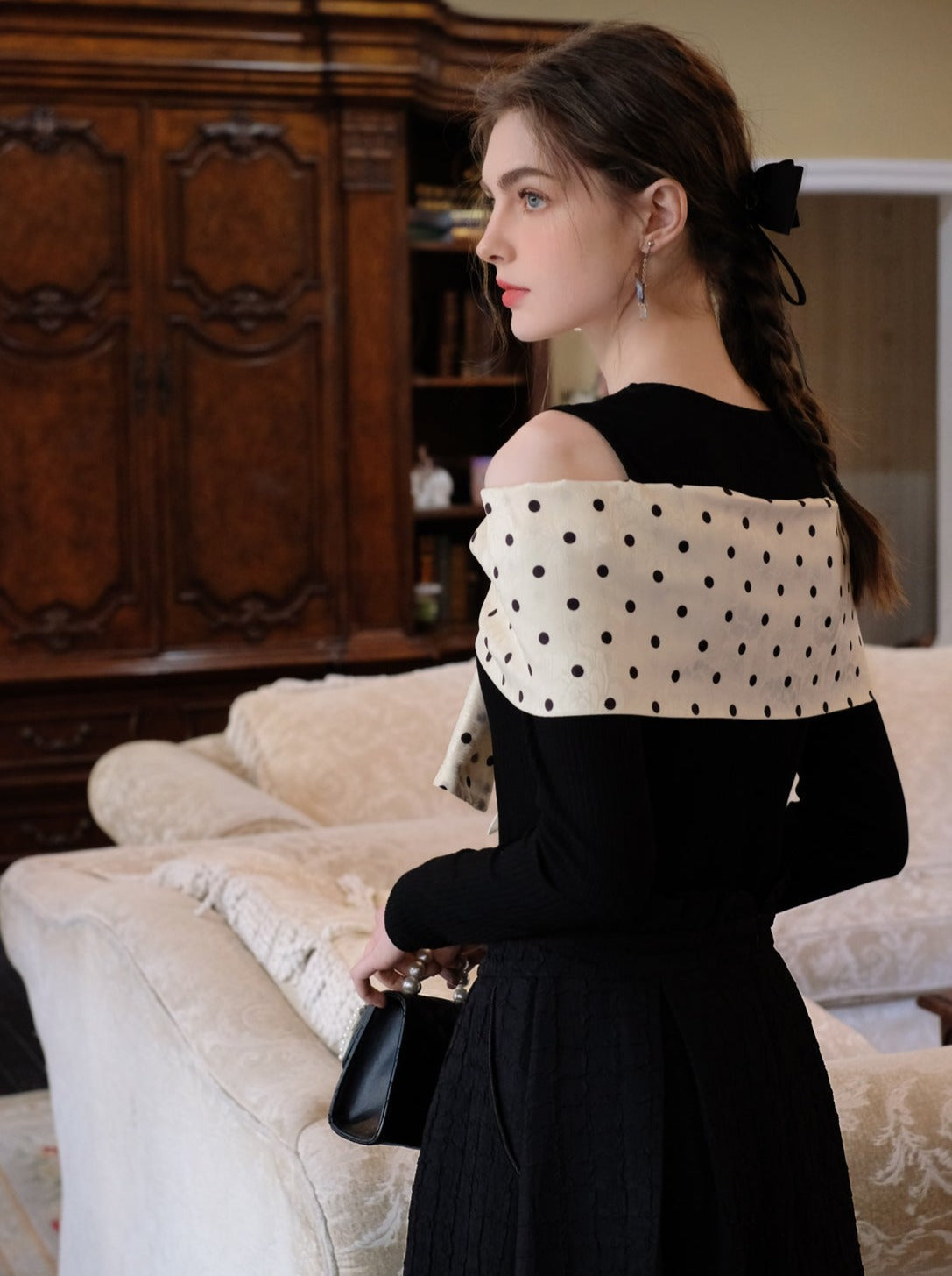 ロングスカート ブラウンボブトップ ドットクイーン+シュガー