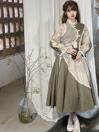 Ausgestelltes Top + Rock mit Print China