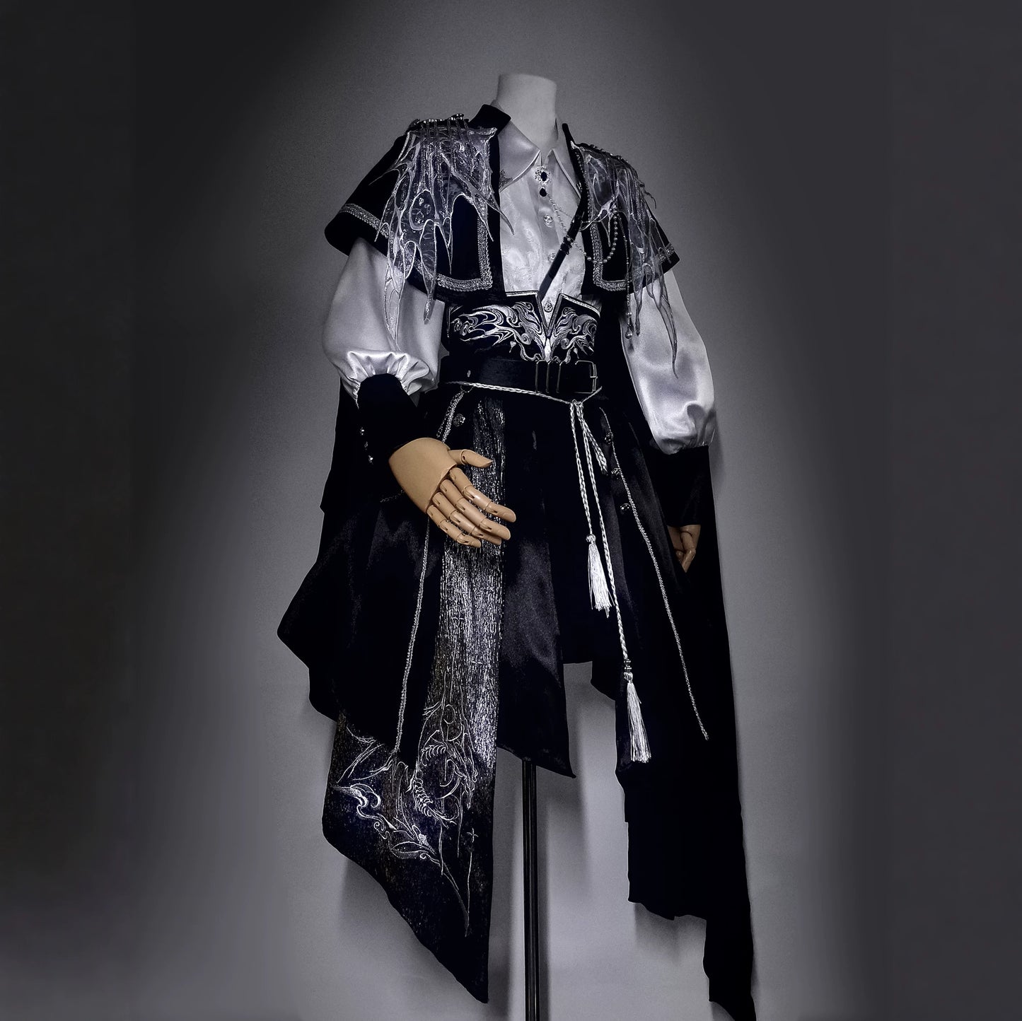 Hanfu Military Lolita Set Embroidered Cape Shirt & Pants - Long Yao