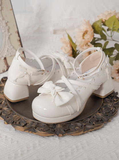 Shoes Mid Round Elegant Lolita Toe Heel Ribbon Sweet