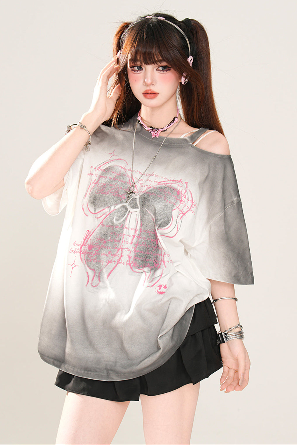 リボンTシャツ メロディー ストラップレス