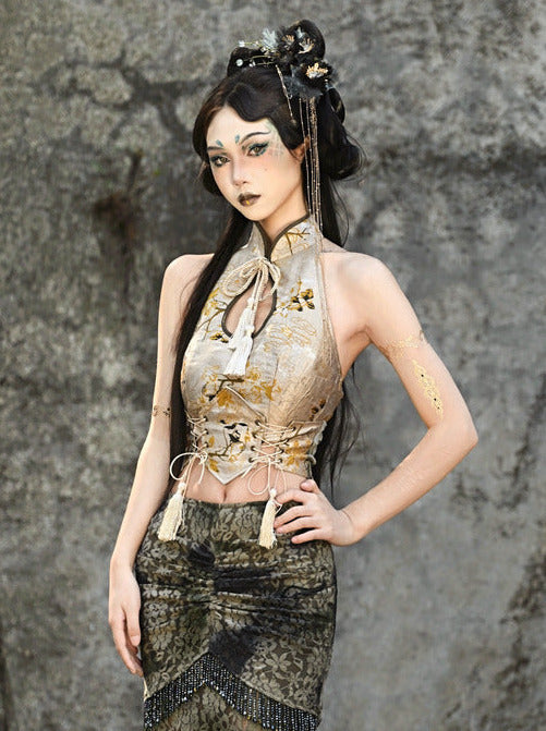 Schnallenoberteil China Kurzer Tropfenkragen Quaste