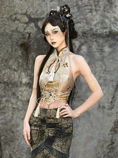 Schnallenoberteil China Kurzer Tropfenkragen Quaste