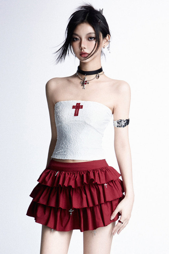 Mode cross hooded cake hoodie skirt cool tube top +