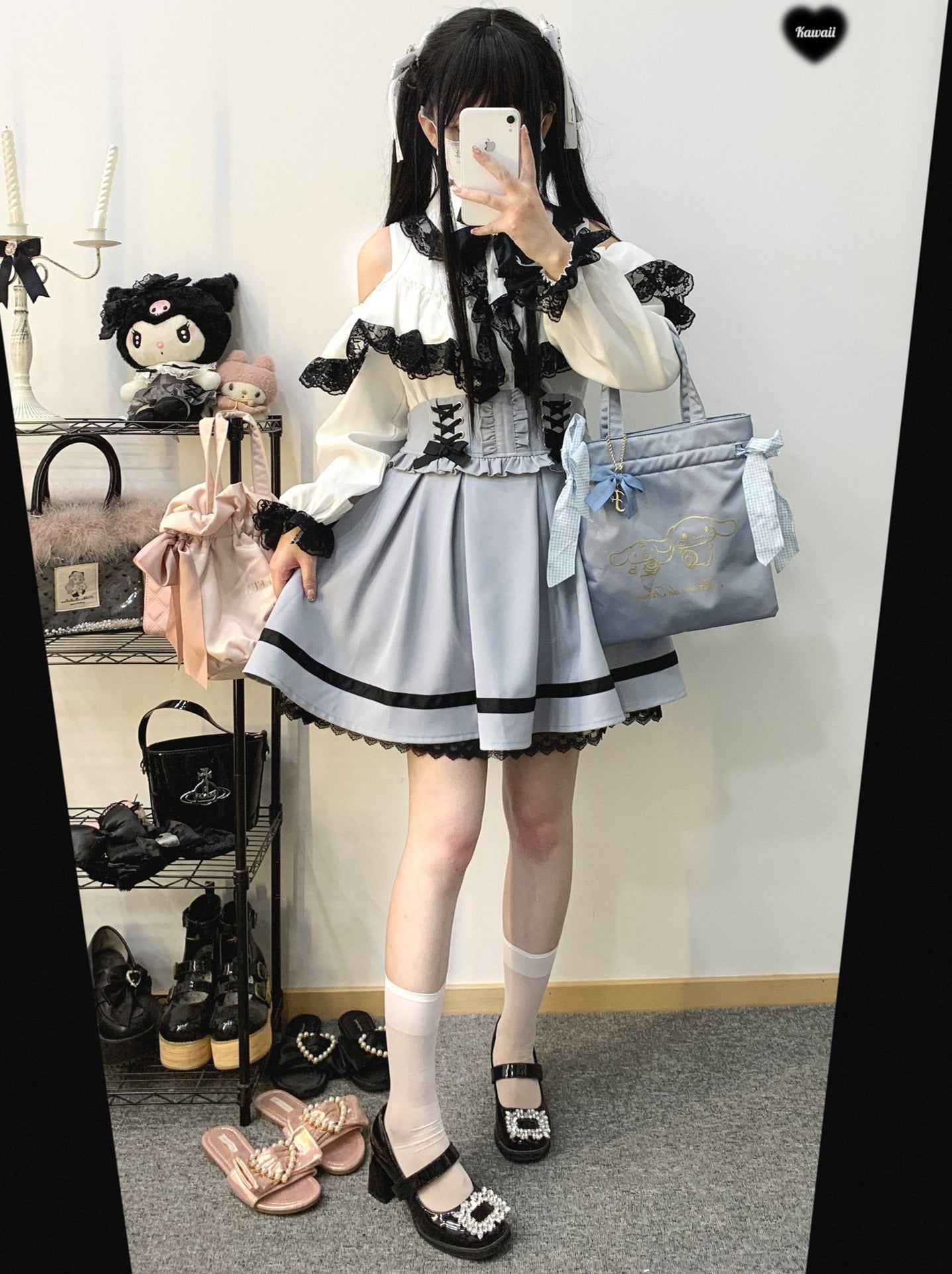 レースアップウエストフリルチュカート