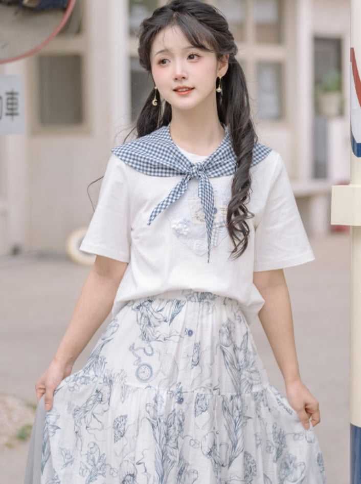 サマーショートチェックTシャツ