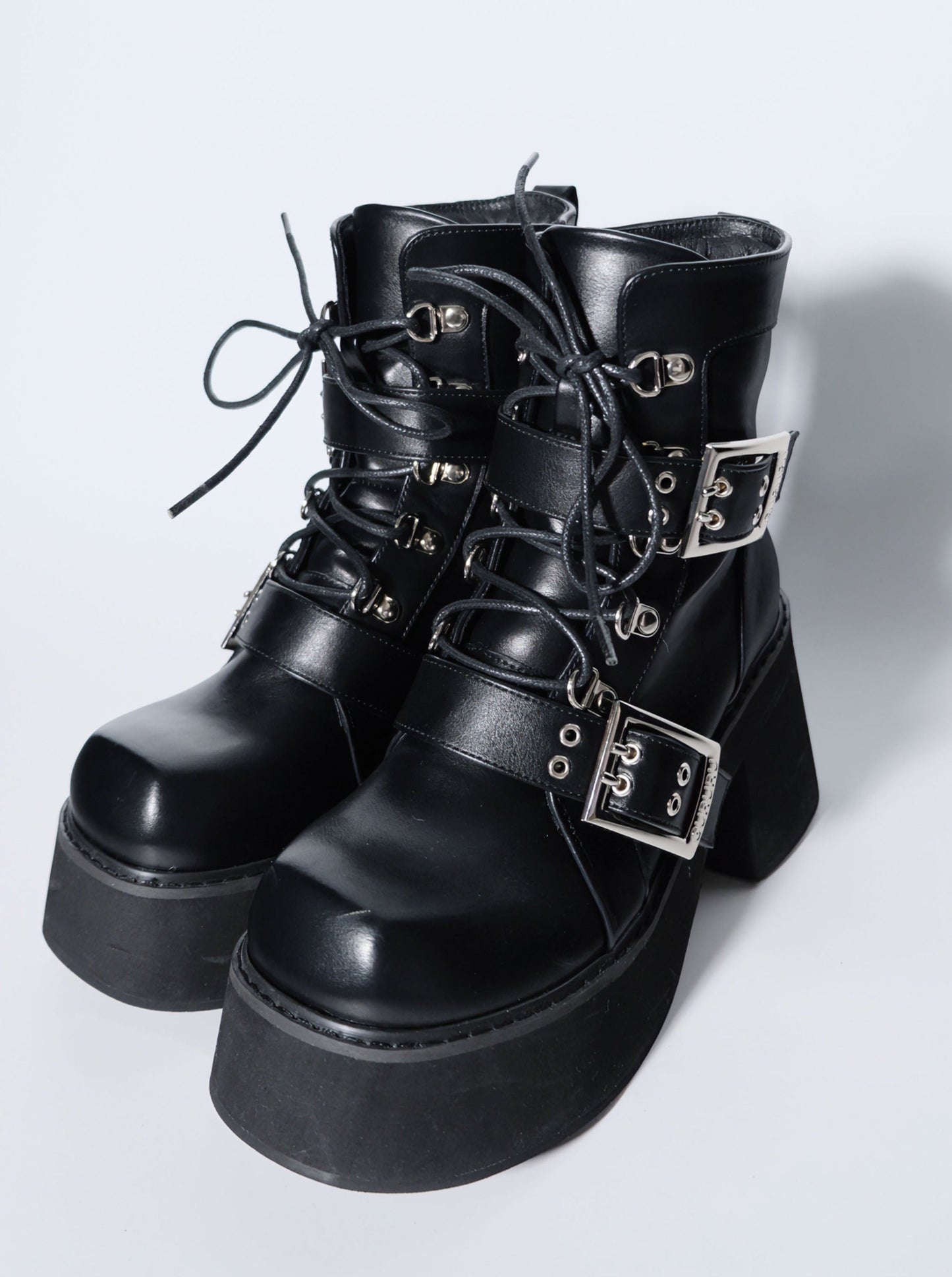 Short Punk Matte Plat Square Subculture Toe y2k Black Boots