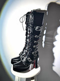 XueHaiJi Gothic Platform Knight Boots — Square Toe Lolita Punk