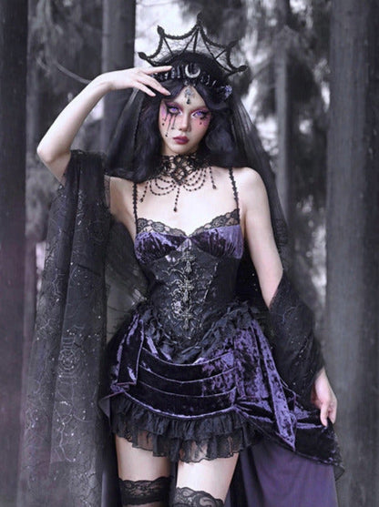 ゴシックレース ルナ サスペンダードレス トレーリングベルベット