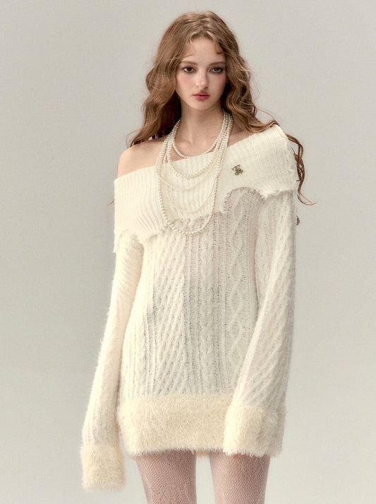 Schulterfreies, einspitziges Felltop