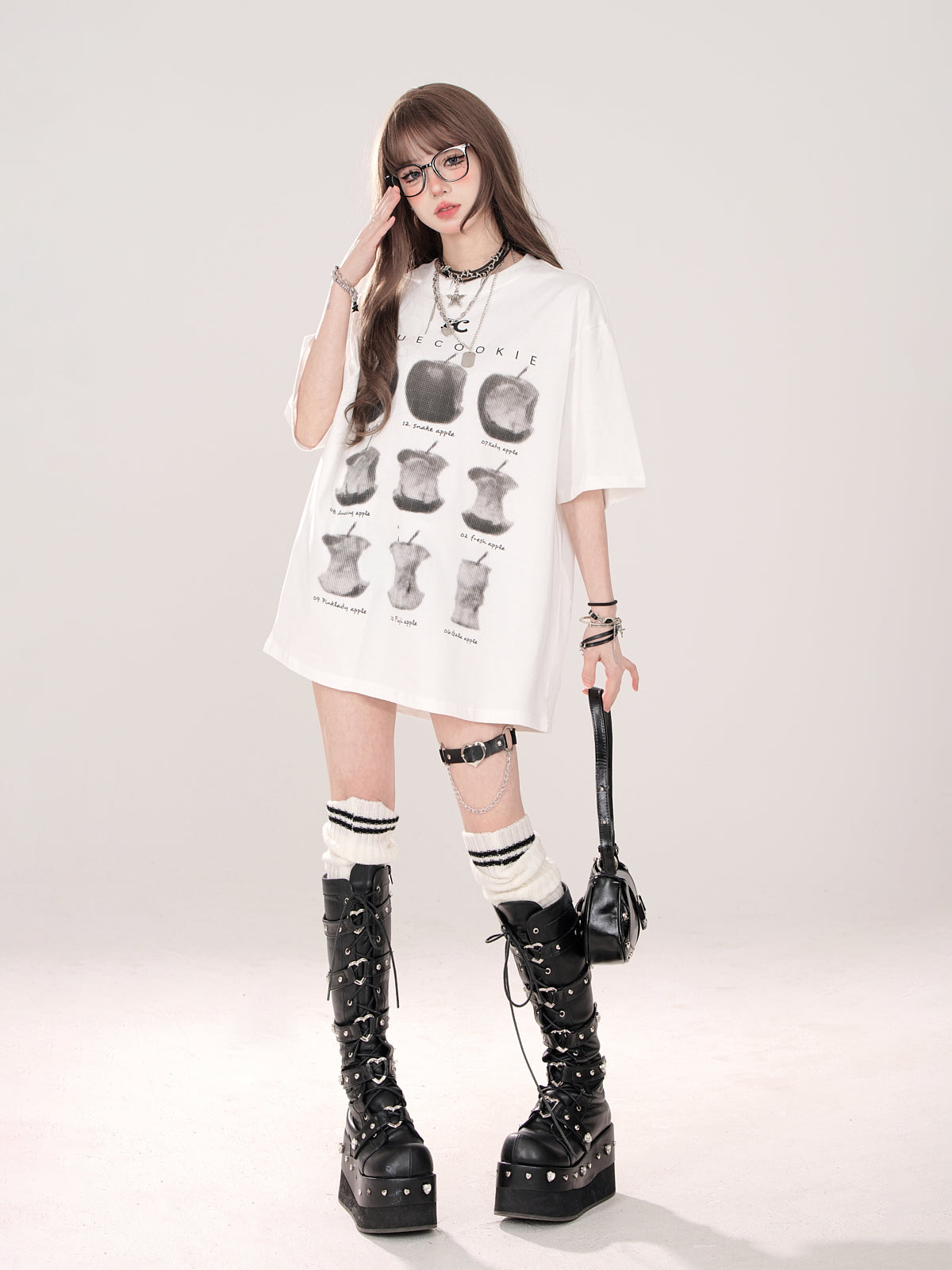 アップルプリント ルーズTシャツ アメリカン