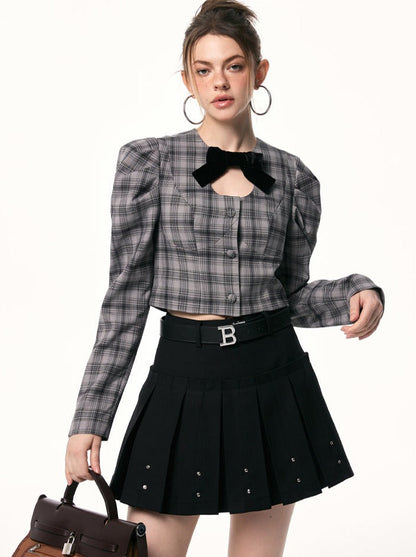 Karierte dunkle Oberteile kurz