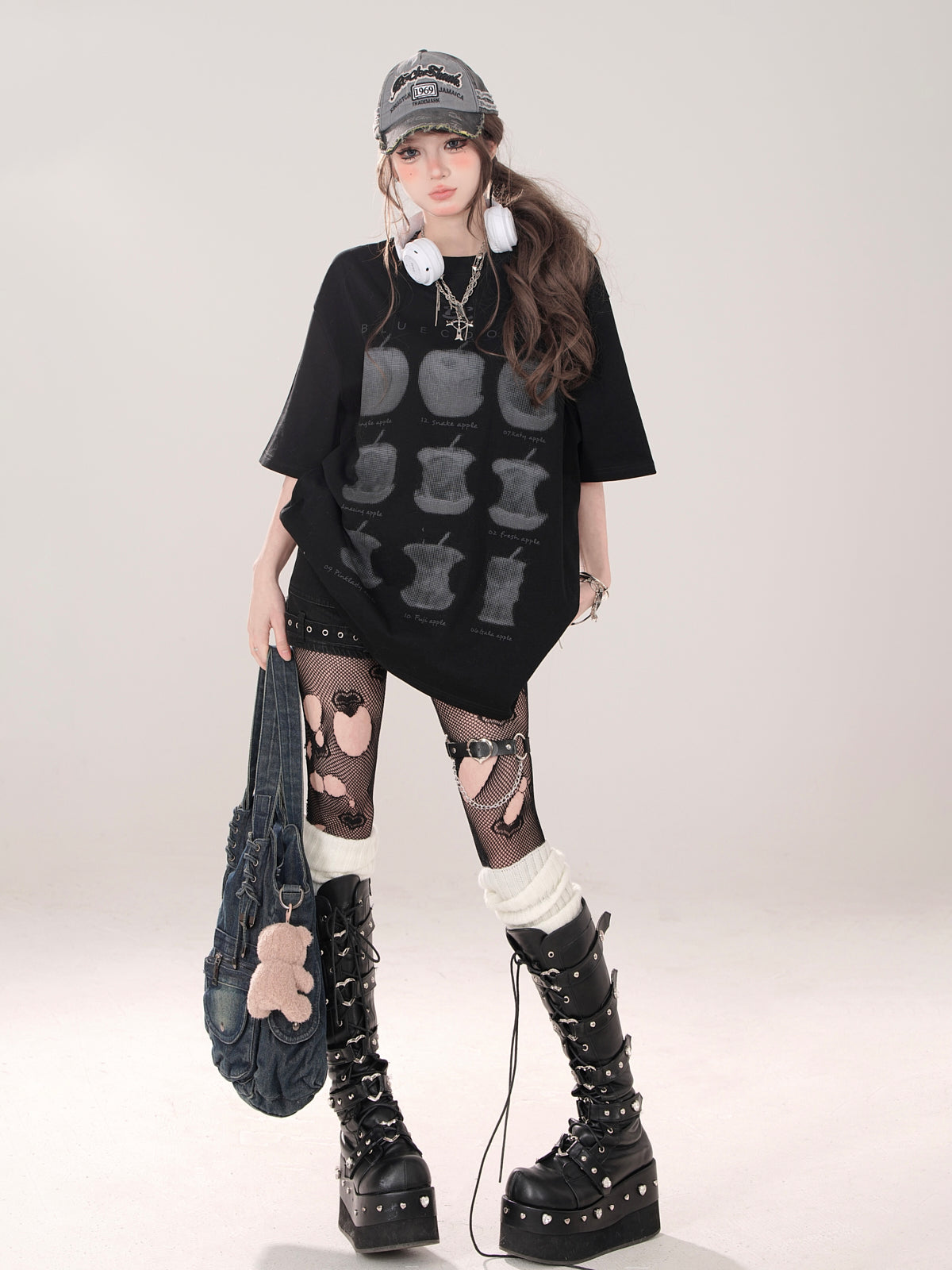 アップルプリント ルーズTシャツ アメリカン