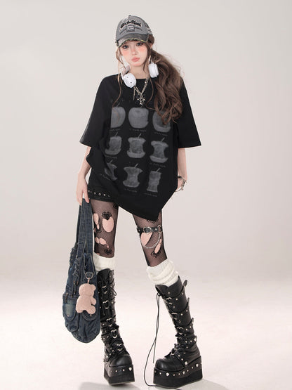 アップルプリント ルーズTシャツ アメリカン