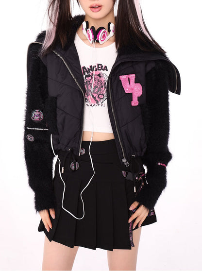 Kurze Oberbekleidung mit Pelzkragen