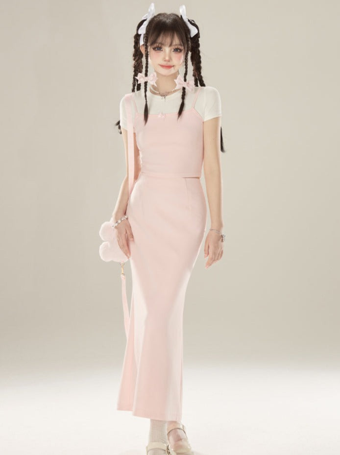 Süßes Camisole Baby + Rock Lang Rosa