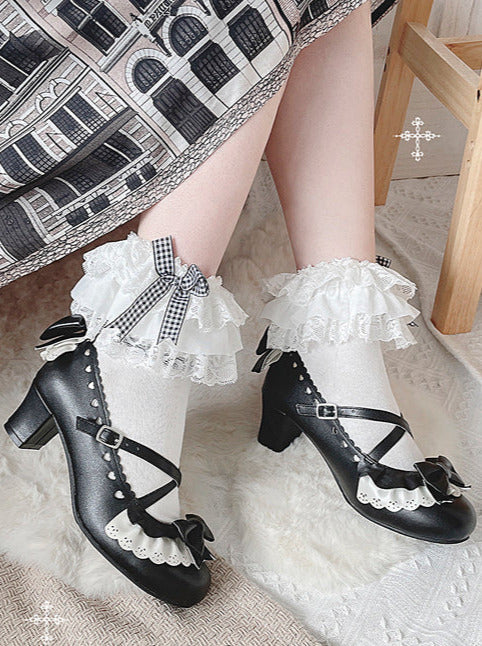 Shoes Heel Lace Elegant Original Lolita Mid