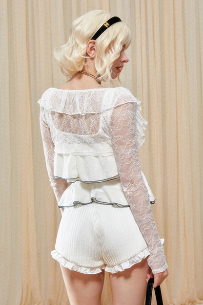 トップス レイヤードタンク レース