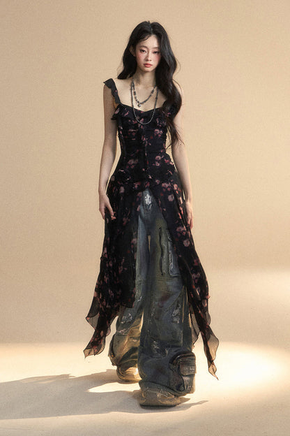 シフォントップ アシンメトリー ワイルドフラワー リザーブス キャミソール