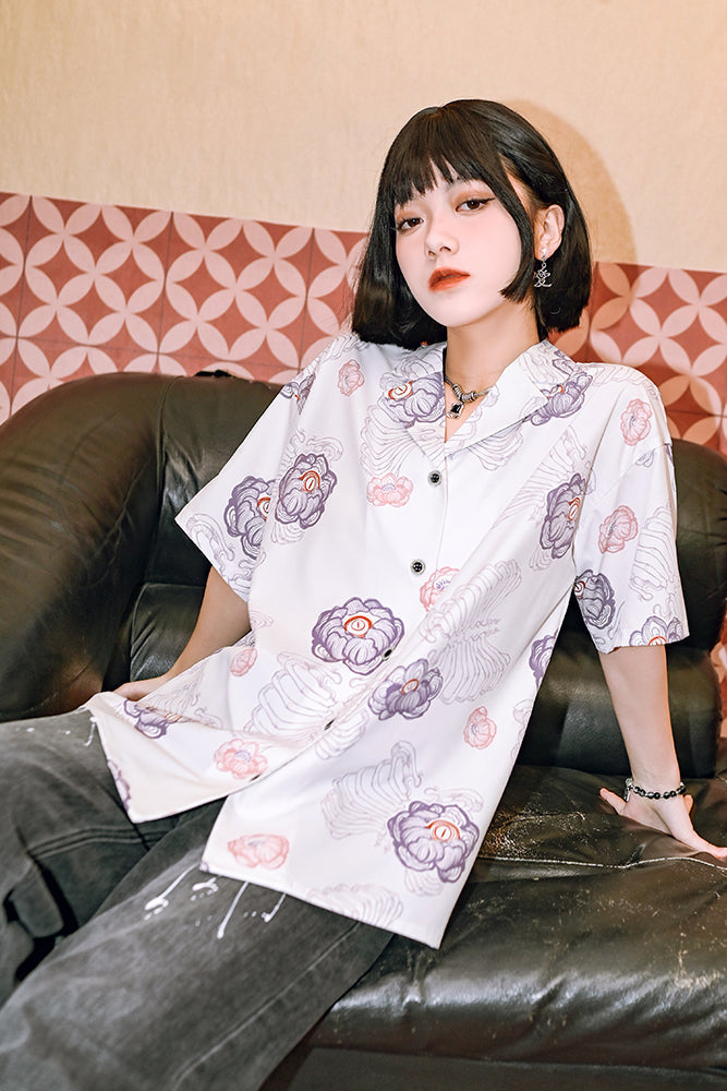 チャイナボーンフラワーシャツ