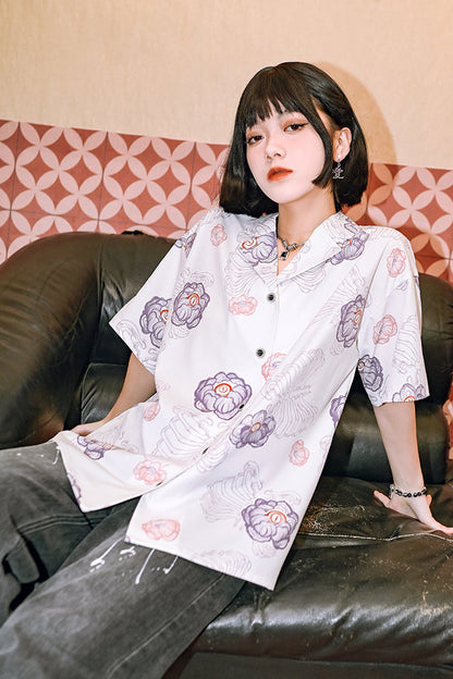 チャイナボーンフラワーシャツ