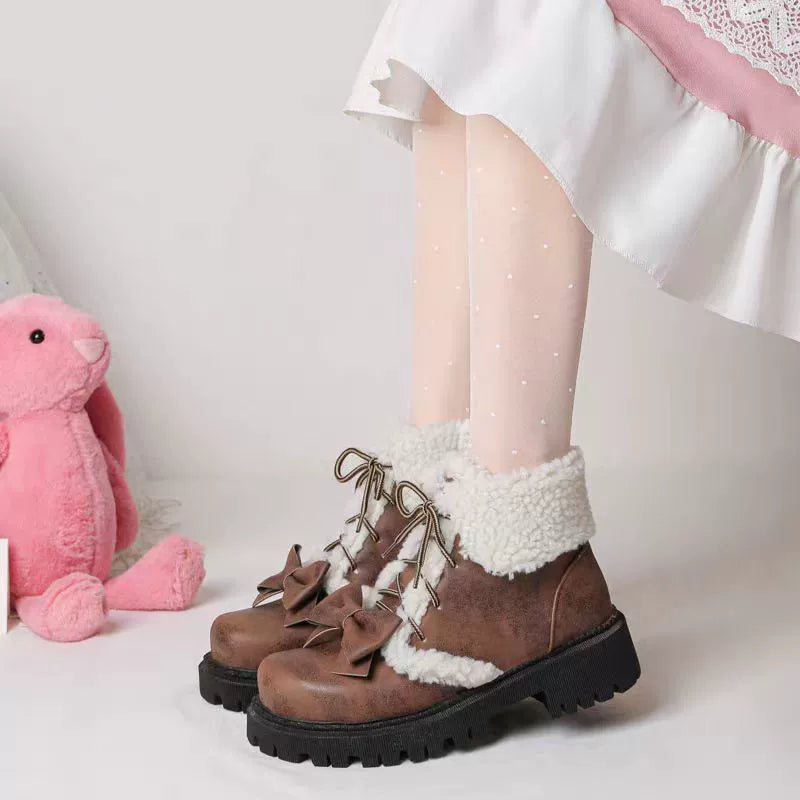 34-43 Lolita Brown British Martin Plush Boots