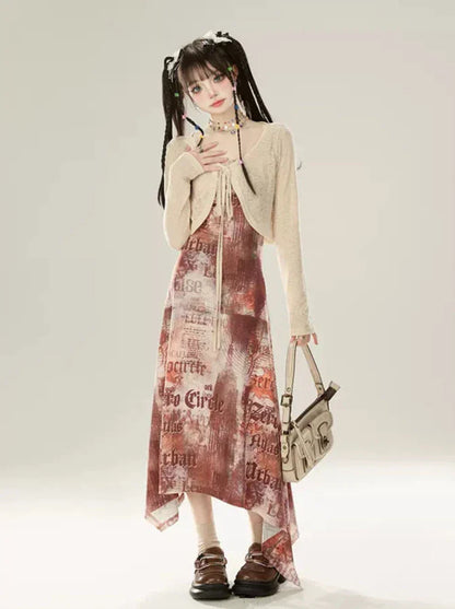 ドレス デジタル イレギュラー プリント サスペンダー アメリカン