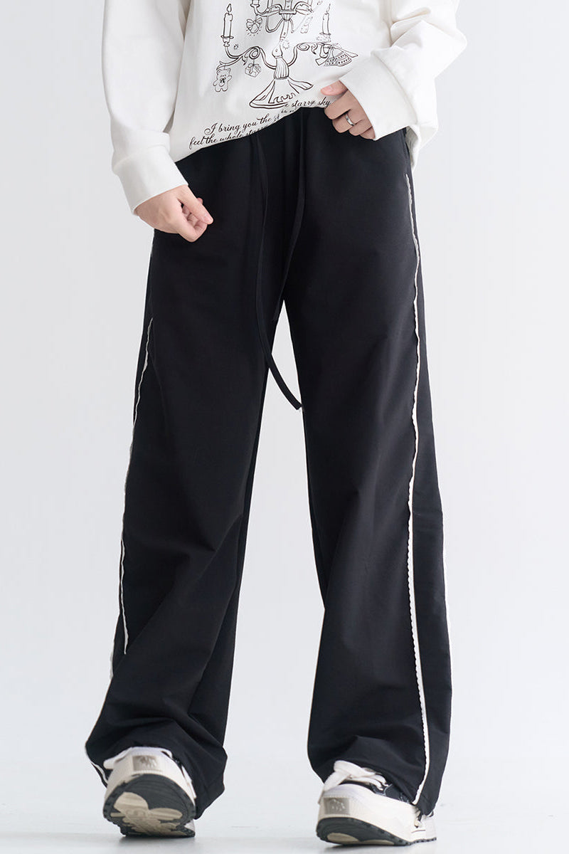 スポーティなレースのカジュアルスタイルパンツ