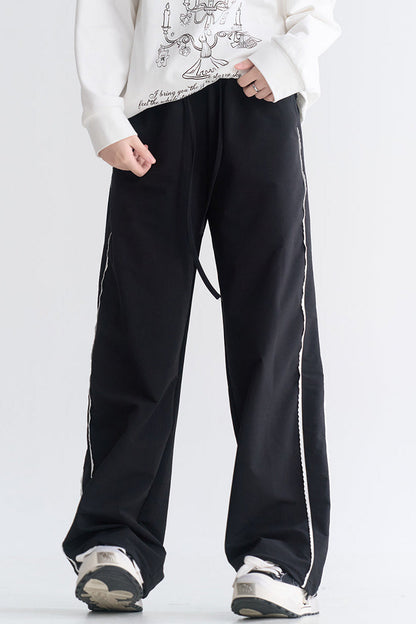 スポーティなレースのカジュアルスタイルパンツ