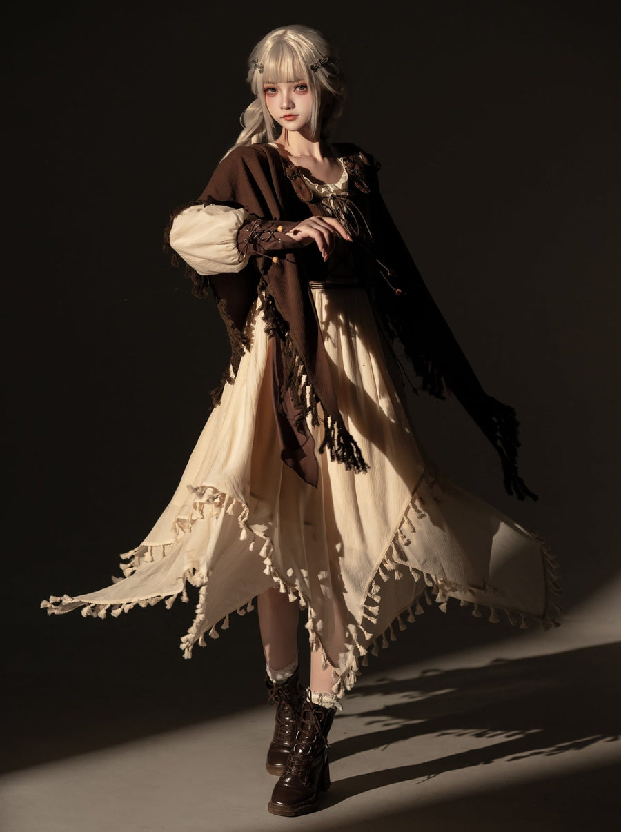 Robe style exotique gilet cape
