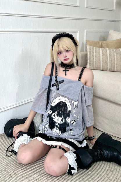 Süßes Top Print Smock Anime