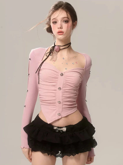 Romantic Sleeve Ribbon Top Shimmer