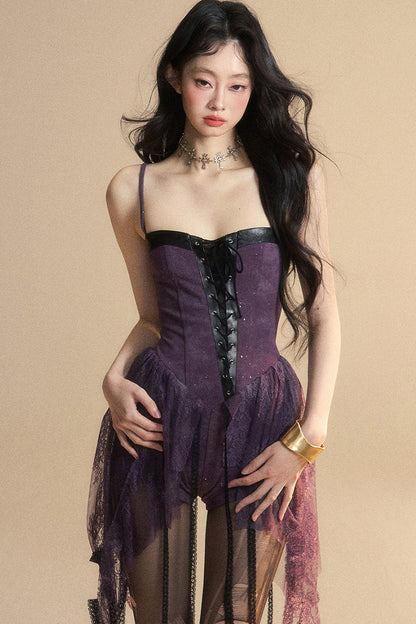 Kleid Dark Neckholder Spitze Französisch